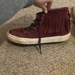 Maroon Fringe Vans